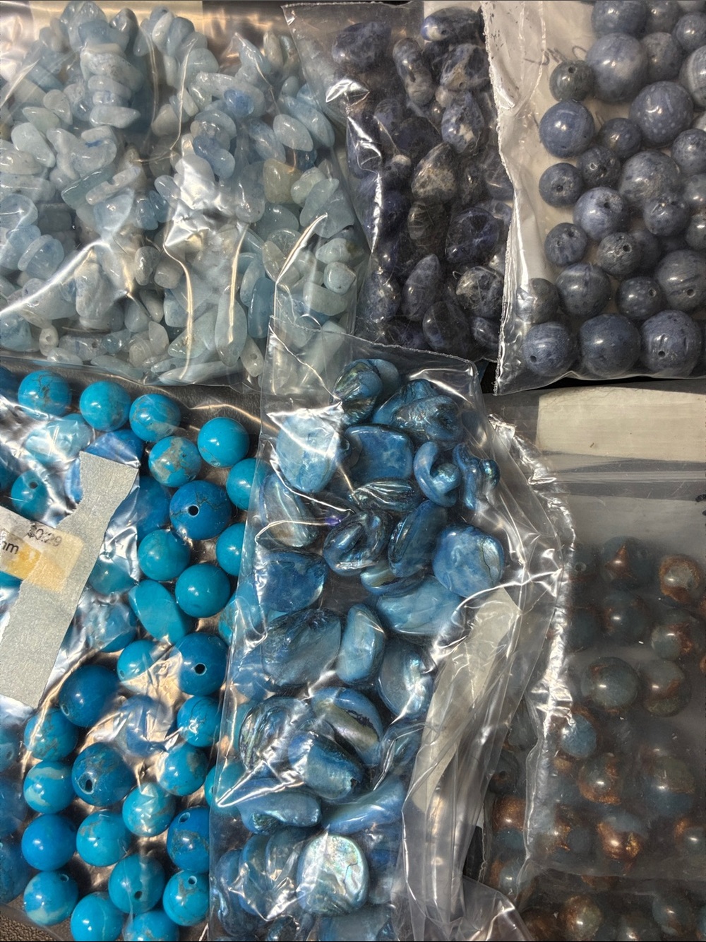 Lot of Blue Mixed gemstone Bead Assortment